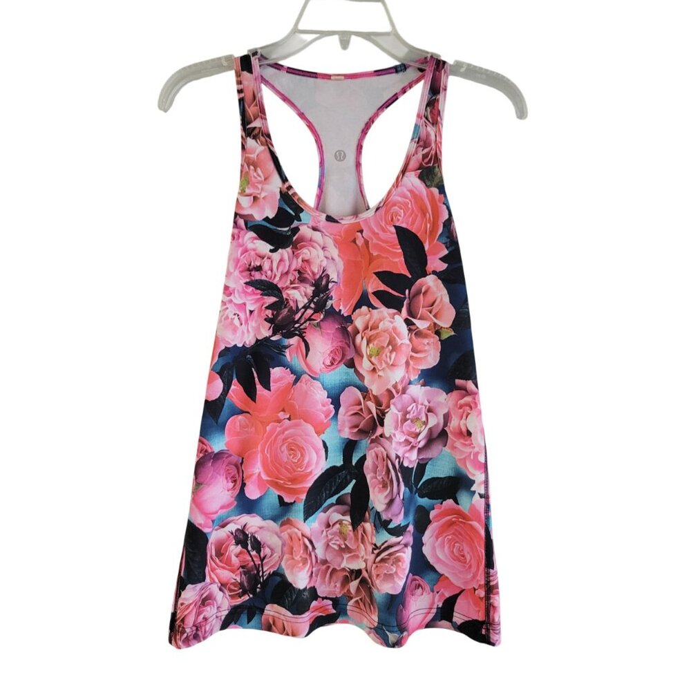 Lululemon Pink Summer Secret Garden Floral Cool Racerback Tank Top